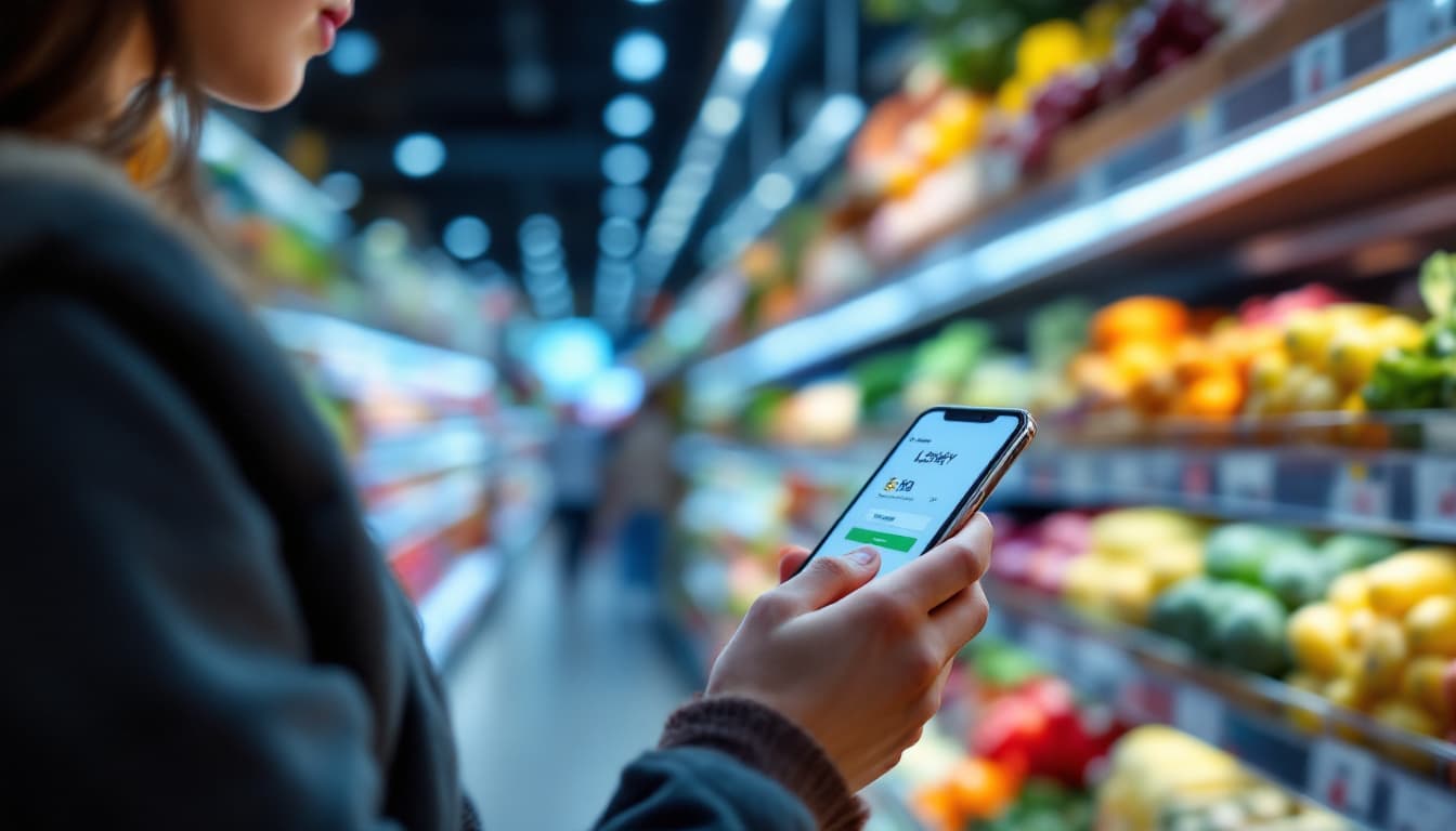 Person checking rewards points on smartphone app