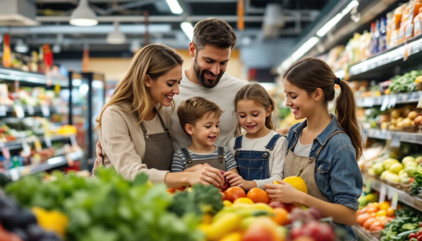 Australian family grocery shopping