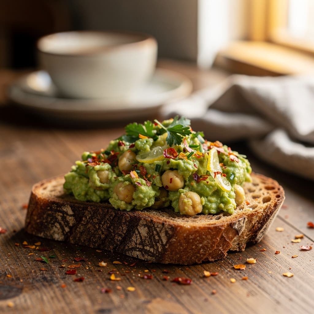 Smashed Chickpea and Avocado Toast